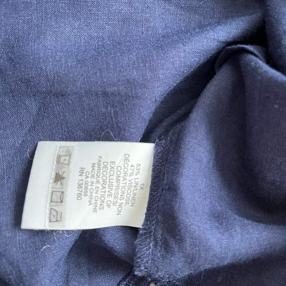 Penningtons Navy Linen Blend Blouse with Lace Hem - Picture 16 of 16